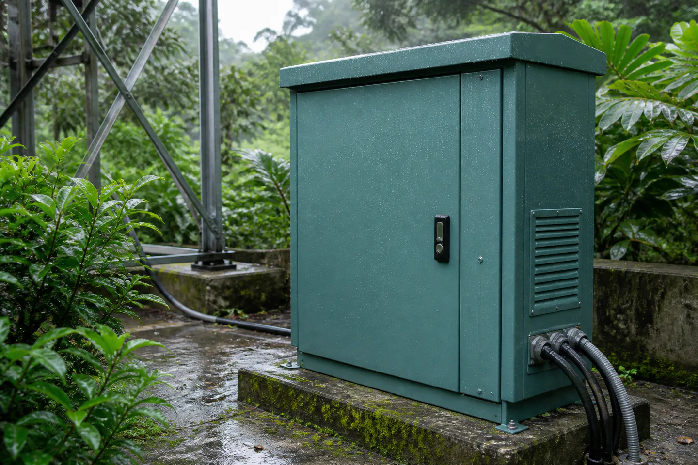 Illustrative outdoor equipment in a humid environment requiring surface protection