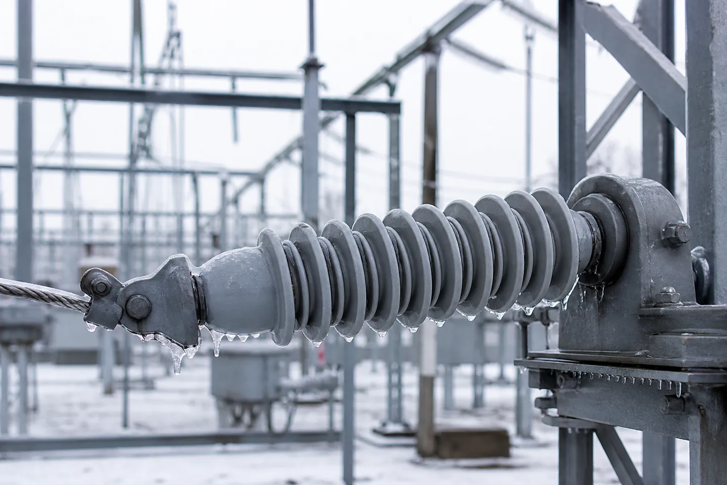 Illustrative outdoor power equipment in a controlled winter icing condition