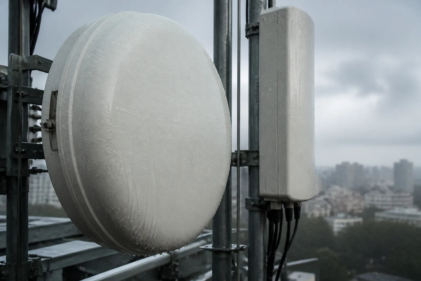 Illustrative communications radome representing outdoor functional-coating applications