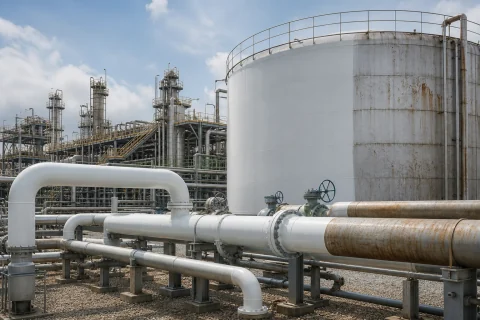 Industrial steel structures illustrating a corrosion-protection coating application