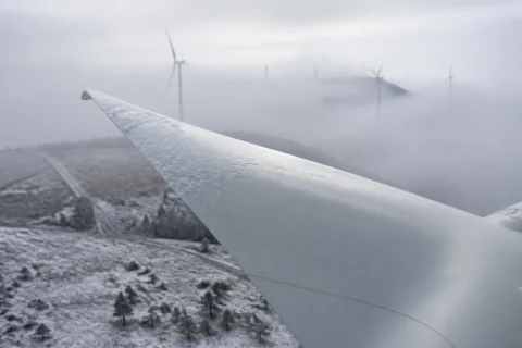Wind-turbine blades illustrating an anti-icing coating application